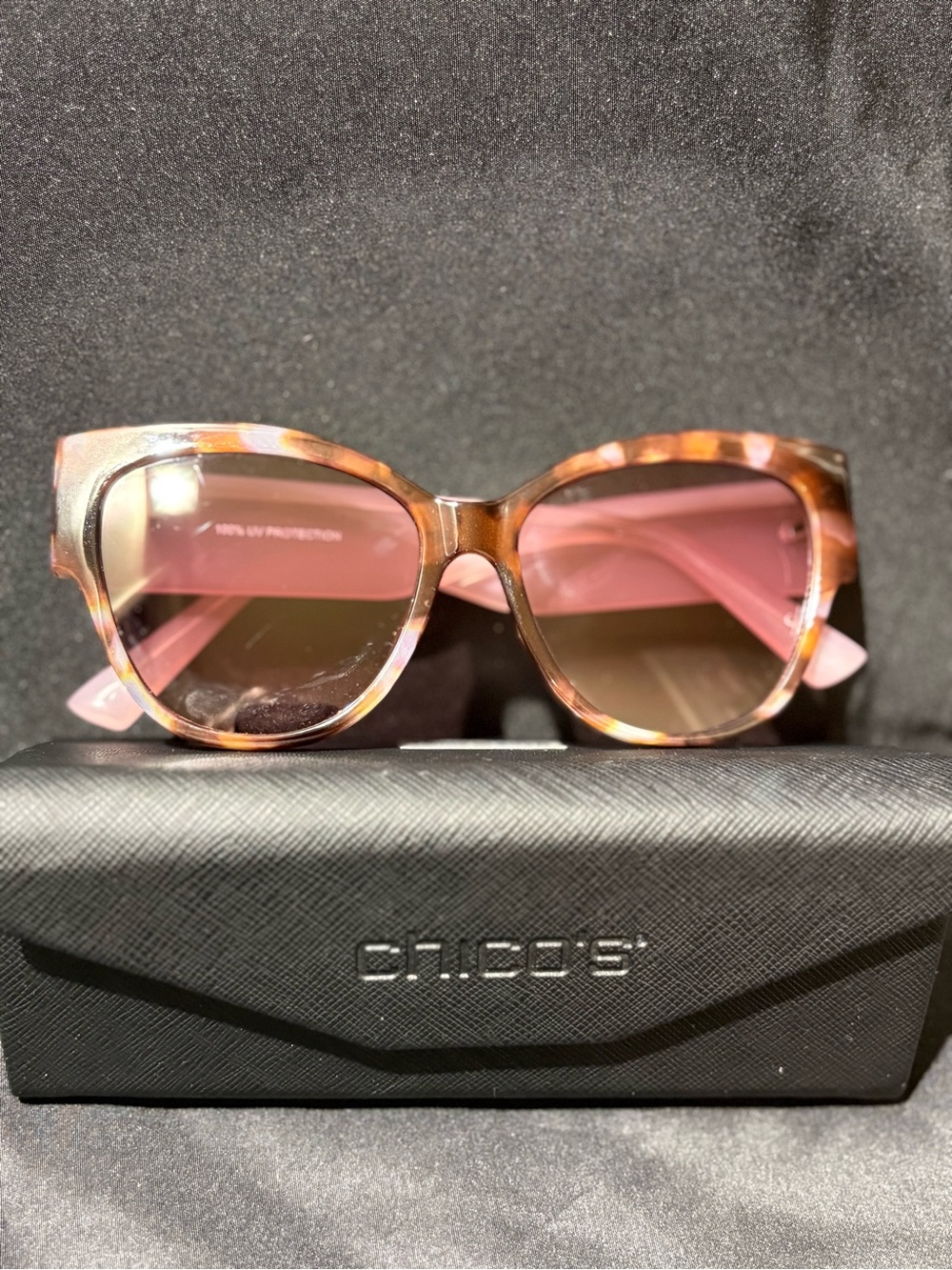 Chico's Pink Tortoise Frame Sunglasses with Pink Lenses